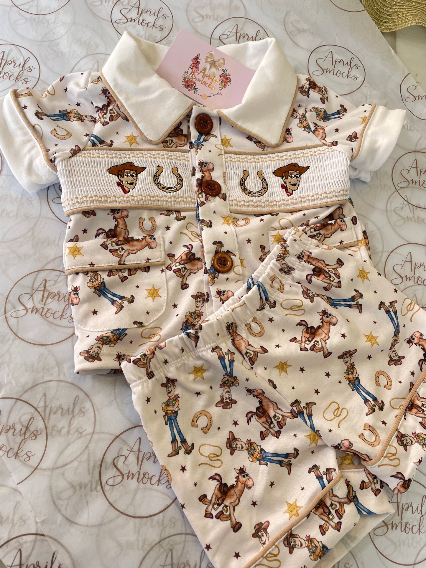 Boys Woody Smock Short PJS