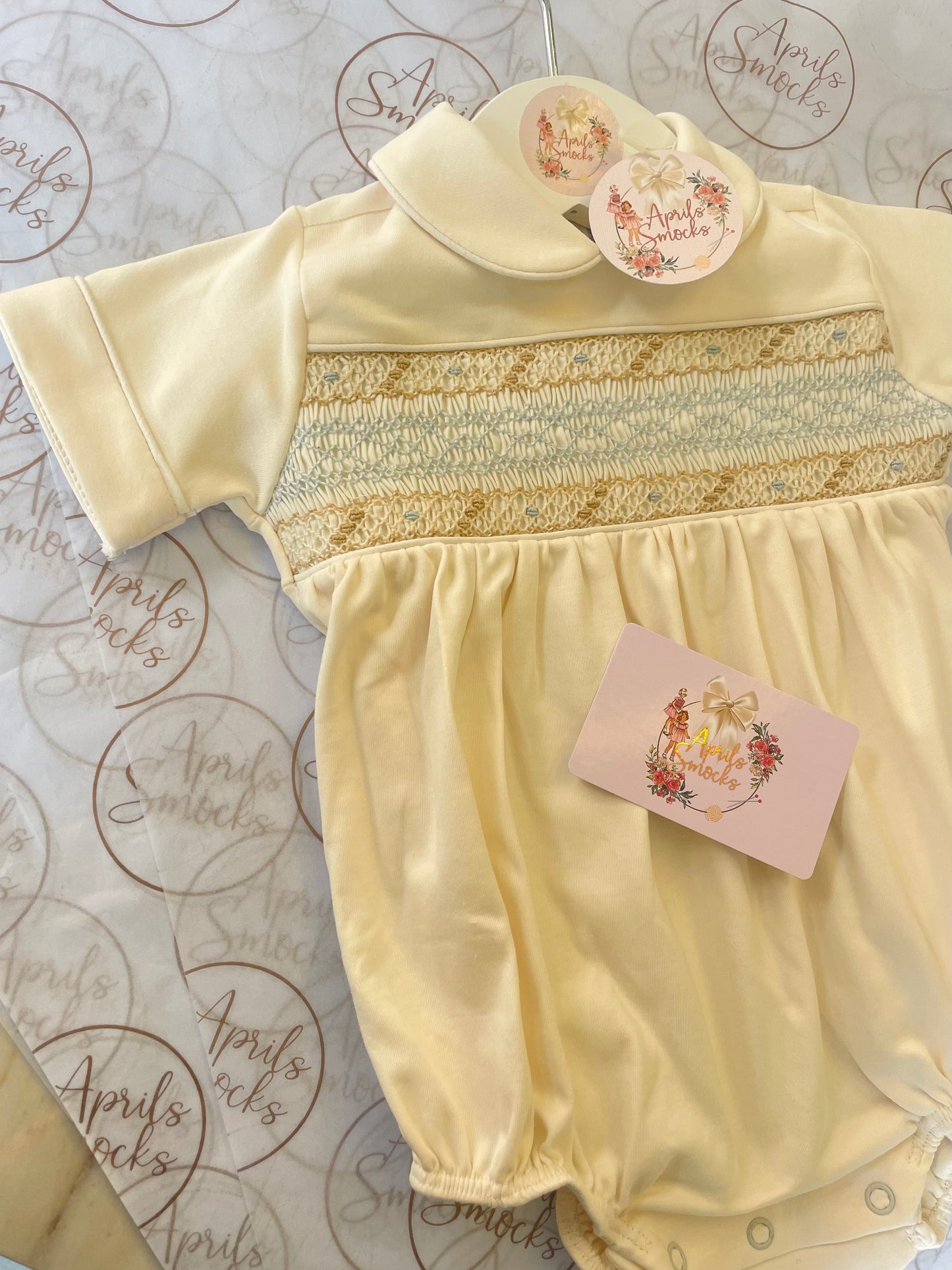 Boys Cream Pima Bubble Romper