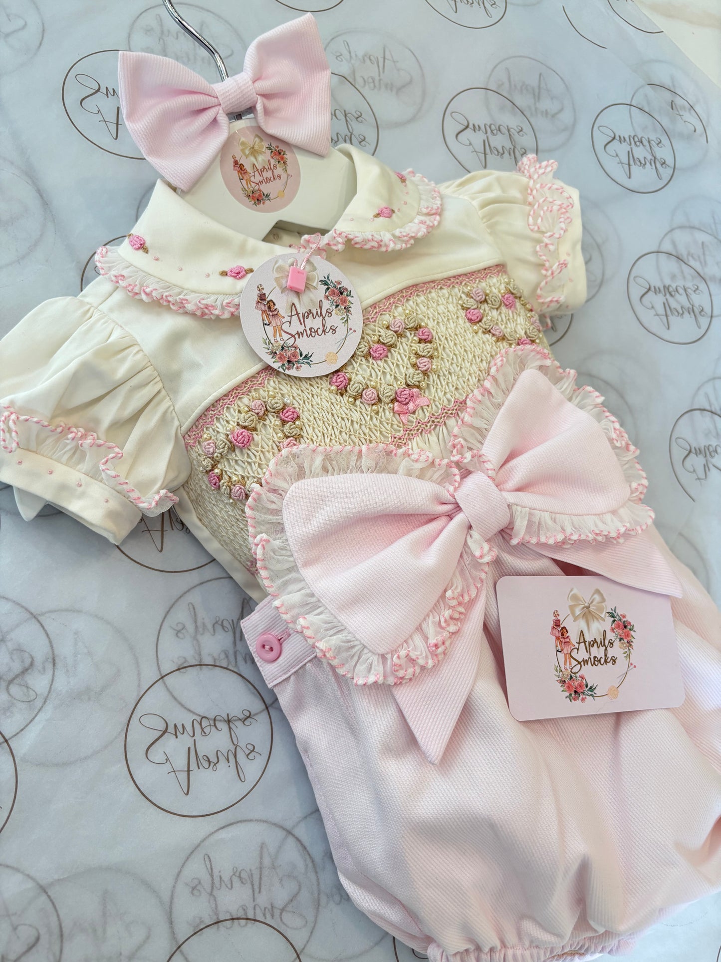 Girls Pink Pique Heart Romper
