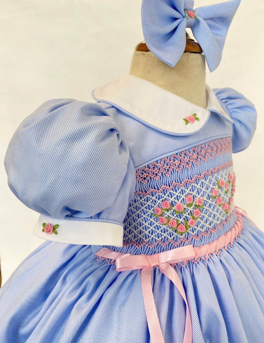 Blue & Pink Smocked Front Dress