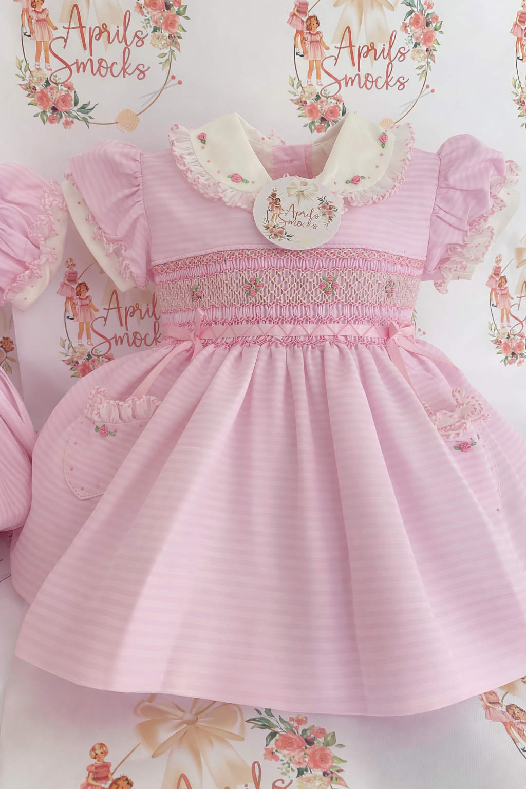 Girls Smock Front Pink Dress