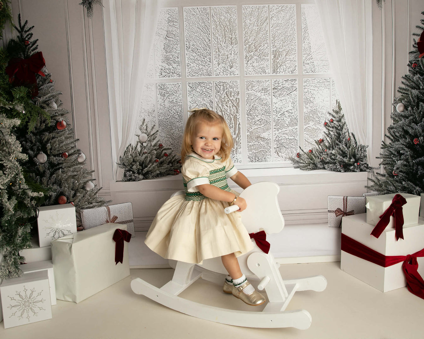 Annelise Smocked Back & Front Dress With Matching Socks