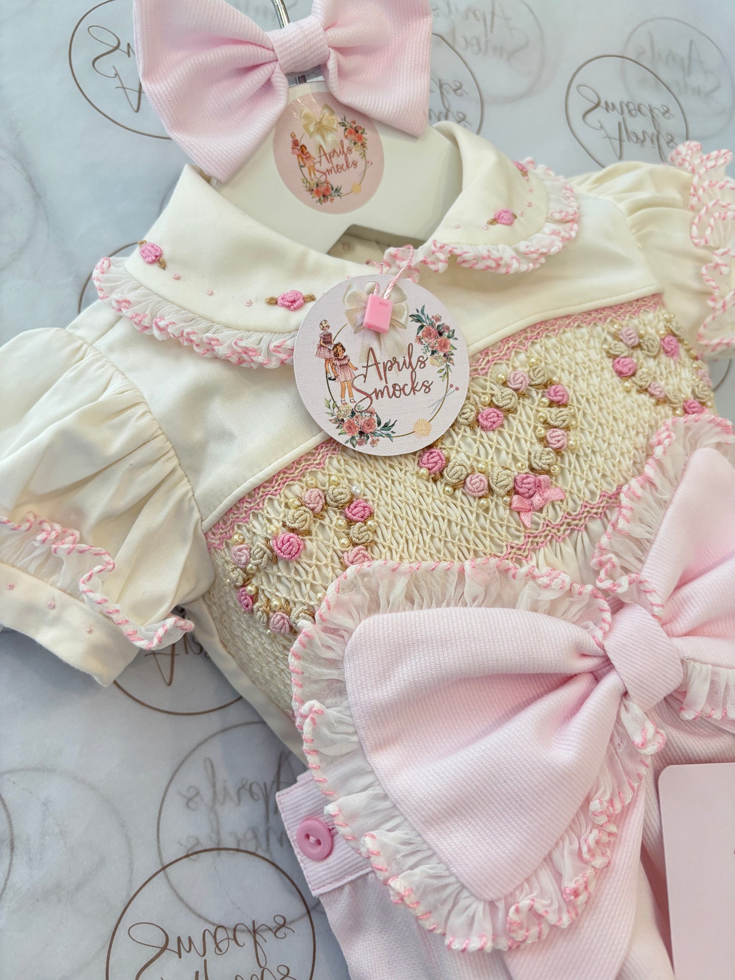 Girls Pink Pique Heart Romper