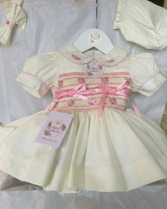 Smock Front Cream Luxe Dress