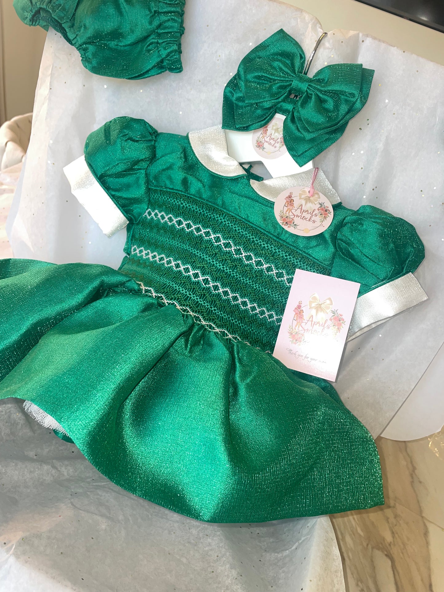 Evangeline Shimmer Dress smock front