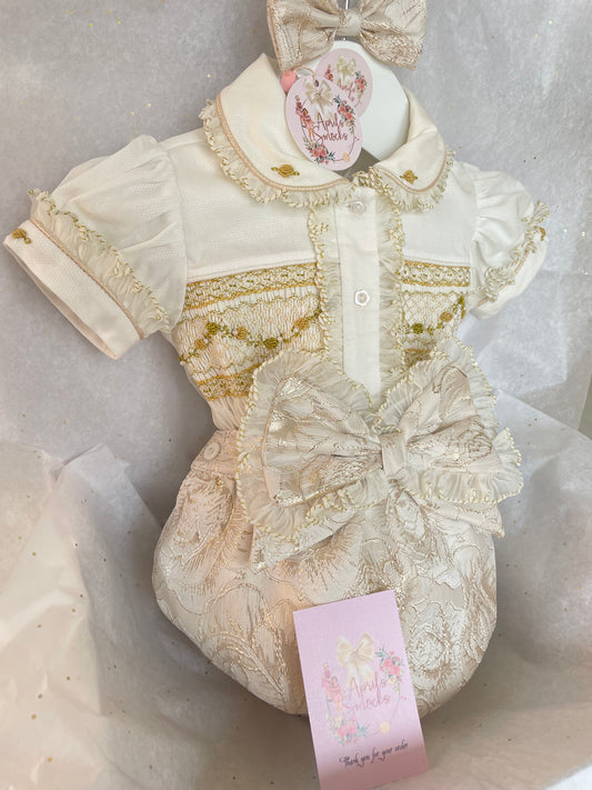 Gold Camilla Bow Romper