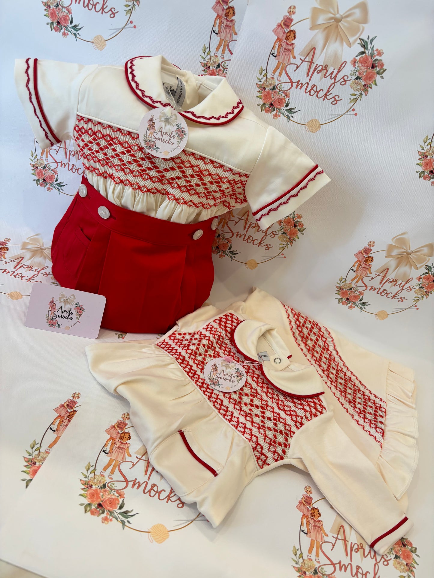 Boys Classic Pima Cream And Red Grower (With Or Without Blanket)