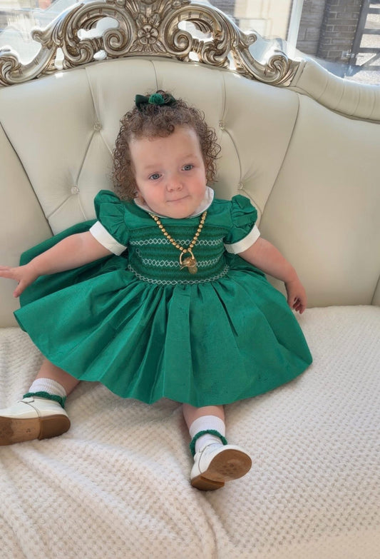 Evangeline Shimmer Dress smock front