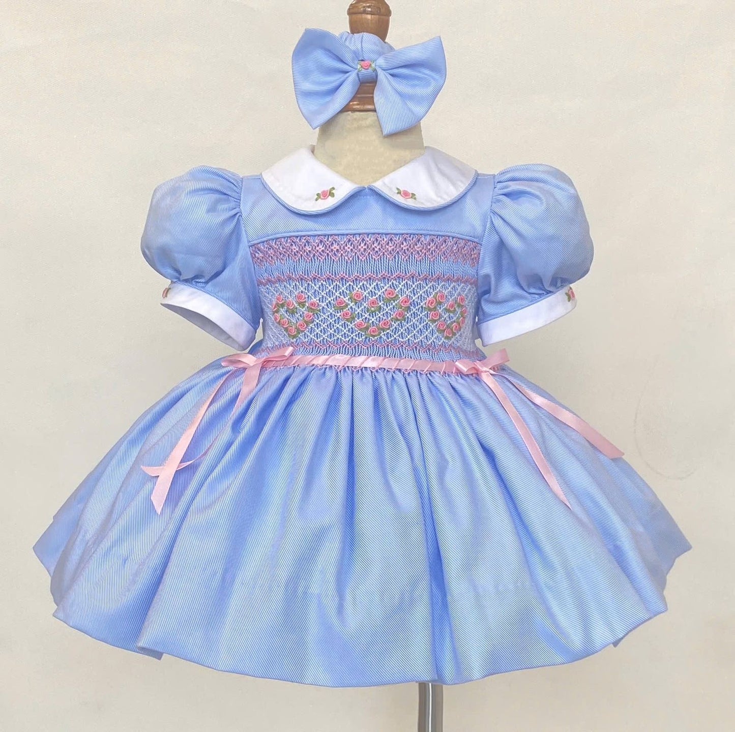 Blue & Pink Smocked Front Dress