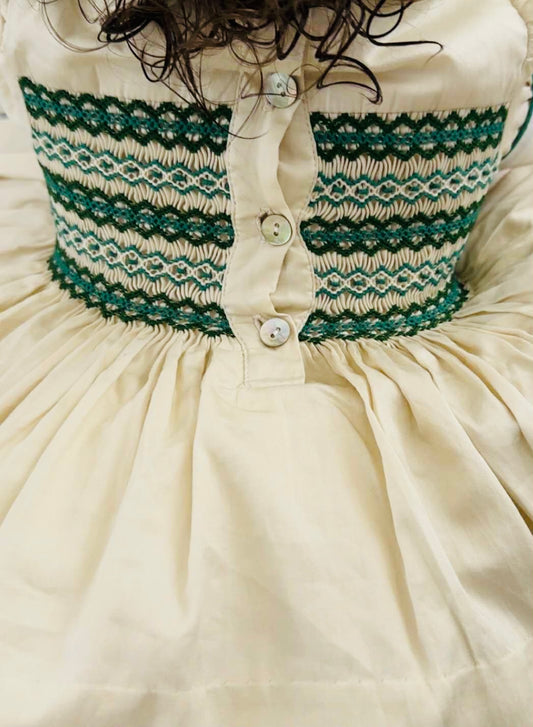 Annelise Smocked Back & Front Dress With Matching Socks