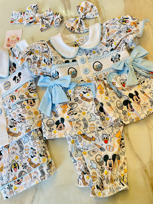 Girls Easter Smocked PJS